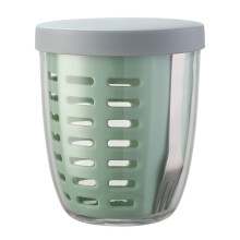 Pot à fruits et légumes avec couvercle hermétique, passoire et fourchette amovibles, récipient de conservation portable, réutilisable et