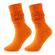 Crew Socks Slouch Socks Medium High Tube Bubble Socks Moderigtige og alsidige sokker til mænd og kvinder, Bløde bomuldssokker, Orange, One Size
