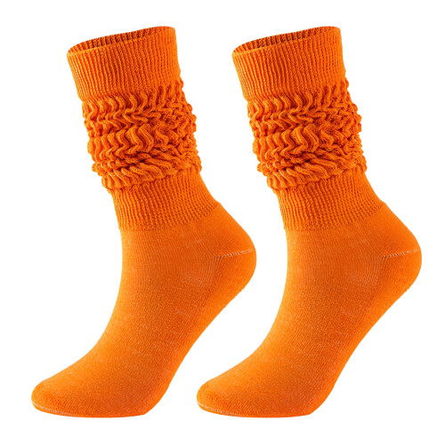 Crew Socks Fluffy Cotton Medium High Tube Orange One Size