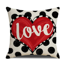 Housse de coussin décorative 45 cm (18 pouces) pour la Saint-Valentin, motif lettre d'amour rouge, en lin, pour canapé