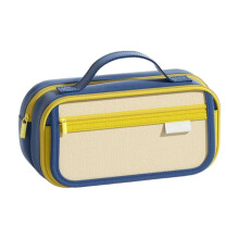 Large Capacity Wide Handle Pencil Case | Canvas Stationery Pouch | Durable Pne Bag for Office & Daily Use Yellow