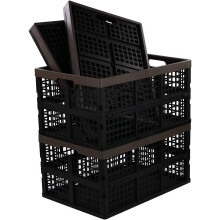 Bringer 4-Pack 40 L Plastic Collapsible Storage Crate, Stackable Folding Storage Baskets