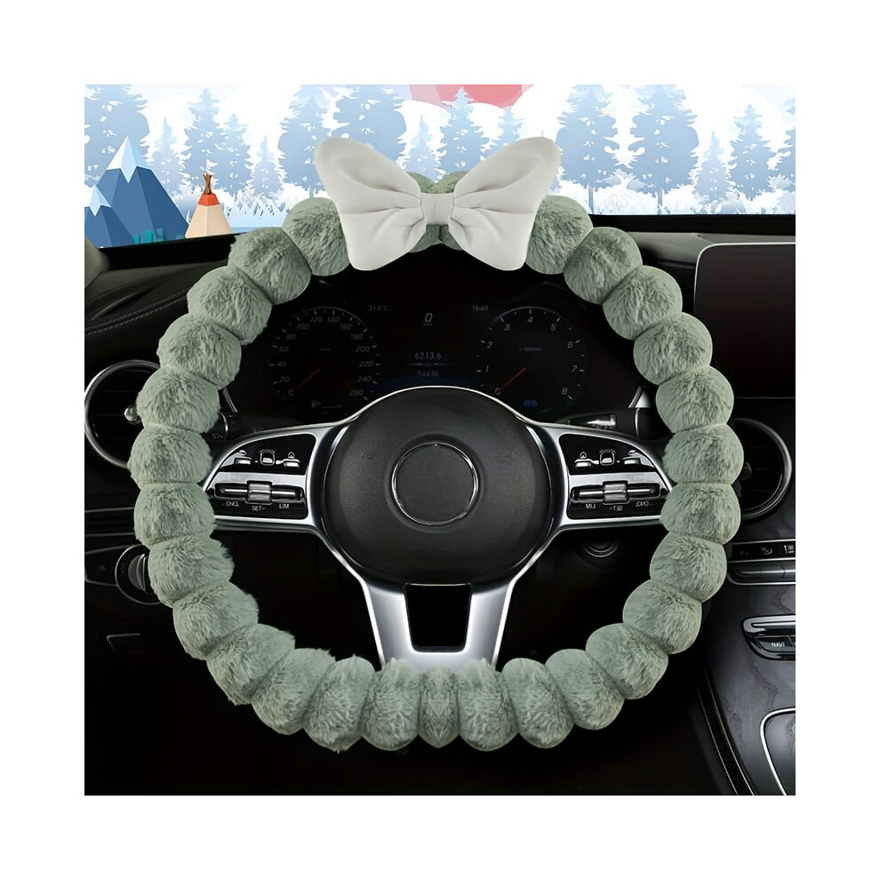 Steering Wheel Cover Bow Design Plush Non-Slip 38 Cm 900223292896
