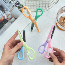Macaron Safety Scissors for Toddlers – No-Pinch, Elastic Plastic, 13.8x6.5cm, Multicolor, 1 Pack