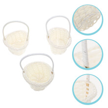 Lot de 3 paniers à fruits et à fleurs tressés à la main en rotin synthétique blanc, style champêtre, design naturel