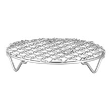 Rond barbecuegrillnet van roestvrij staal met pootjes, 20 cm, geschikt voor kookplaten en waterkokers.