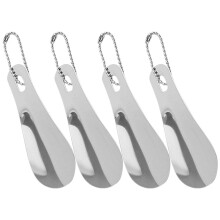 4-Pack Stainless Steel Shoe Horn Keychains, Portable Short Shoe Horns for Easy Daily Use and Footwear Assistance