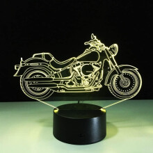 3D ilúzna LED stolová lampa – dotykové nočné svetlo na motorku, kompatibilné s USB napájaním