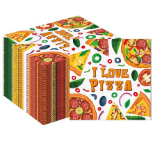 100Pcs Pizza Party Napkin Birthday Party Pizza Tissues Decorative Napkins Picnic Camping Tableware Supplies