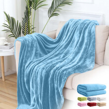 Soft Blankets, Throw Blanket for Couch, Flannel Sherpa Blanket Fleece Blanket for Adults, Cozy, Plush, Thicken, Reversible, Machine Washable, Blue