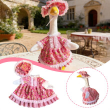 Easter Rabbit & Eggs Porch Goose Set of 2 – Cement Goose Dress & Hat, Vintage Pet Clothes for Spring, Easter, Valentine's, Garden Decor (Pink
