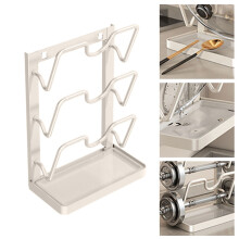 White Pot Lids Organizer Rack for Cabinet/Countertop – Compatible with Bakeware, Cookie Sheets, Trays, Cutting Boards