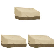 Housse de banc de patio imperméable et résistante HCTSHG avec aération, petite taille, beige et marron – Compatible avec les canapés deux