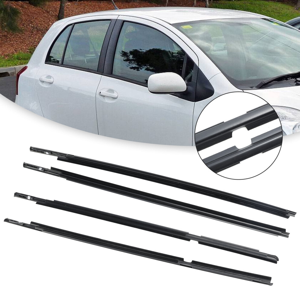 4Pcs Outer Door Glass Weatherstrip Moulding For Toyota Yaris Vitz 2005-2010 9555307677284