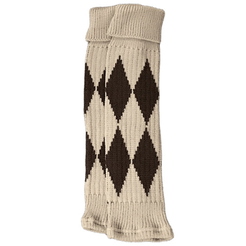 Wool leg warmers argyle pattern for women 1 pair