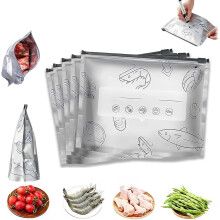 Bolsas reutilizables de papel de aluminio sellables – Base plana, cierre de cremallera, etiqueta, compatibles con almacenamiento de alimentos