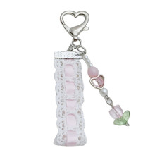 Breloque de téléphone élégante en ruban perlé, accessoire de mode orné d'un papillon