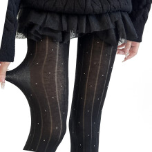 Women's Opaque Thermal Leggings Stretchy Dot Pattern Ribbed Fabric High Waist Winter Tights Cotton