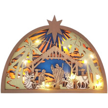 Nativity Scene Statue with LED Light Holy Family Figurine Sculpture Christmas Table Ornament for Fireplace Mantel Decor