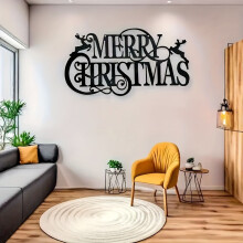 Cartello natalizio in metallo da appendere, scritta "Merry Christmas", lettere in metallo rustiche, decorazione da parete per interni/esterni,