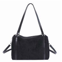 Umhängetasche für Damen, Handtasche aus Wildleder, Vintage-Schultertasche, elegante Pendlertasche (Schwarz)