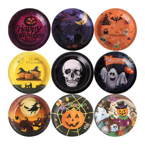 Halloween-papperstallrikar, 20-pack engångstallrikar för dessert