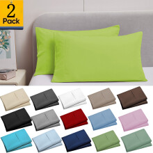 Lot de 2 taies d'oreiller en microfibre brossée (51 x 76 cm), douces et résistantes à la décoloration, fermeture portefeuille, vert clair –