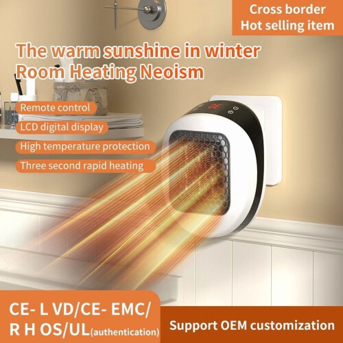 Aquecedor cerâmico de parede de 600 W com visor LED e