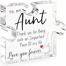 Plaque unique en acrylique en forme de pièce de puzzle pour l'anniversaire de tante – Décoration de bureau, cadeau pour tante, Noël, mariage,