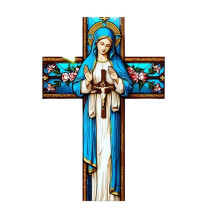 Retro Vintage Wooden Cross Wall Decor, Realistic Hanging Catholic Crucifix for Home/Church, Christmas Easter Gifts – Compatible with QenASHaing