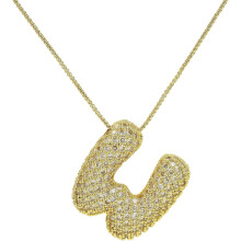 Gold Bubble Letter Necklace for Women – Initial Pendant