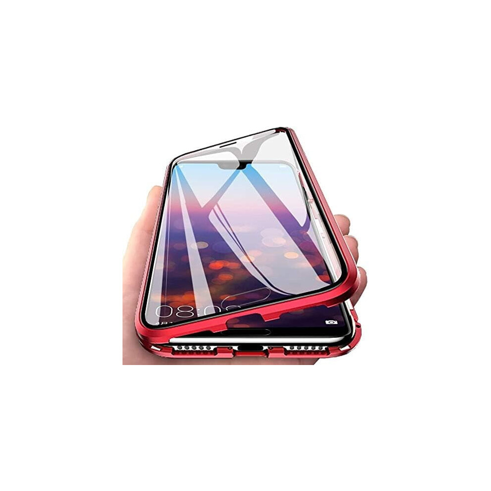 Clear Full-Body Case With Built-In Screen Protector & Magnet Absorption For Compatible With Samsung Galaxy S24 – Anti-Scratch, Red 9402001274922