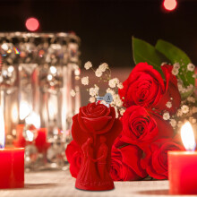 Vela de rosa para enamorados Pareja romántica Flor roja