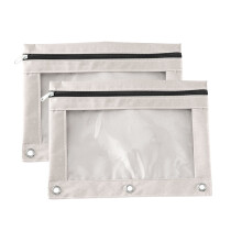 Lot de 2 trousses à crayons pour classeur à 3 anneaux, fermeture éclair, fenêtre transparente et œillets renforcés, organisateur de fournitures