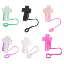 Set of 6 Cup Straw Hat Religious Straw Tip Covers Religious Resin Straw Cup Plug Religious Cup Straw Protectors for Straw