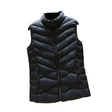 Gilet da donna ultraleggero in piuma d'anatra per autunno/inverno, aderente, senza maniche, con cerniera, caldo e imbottito.