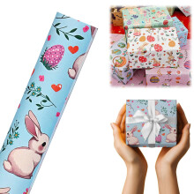 Papier cadeau à motif printanier et de Pâques pour anniversaire, fêtes, projets de bricolage pour bébé et emballage de bouquet (19,6 x 29,1