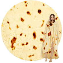Burritos Tortilla Throw Blanket, Tortilla Wrap Blanket, Novelty Tortillas Round Giant Round Soft Blankets for Adults and Kids (Yellow, 60 inches)