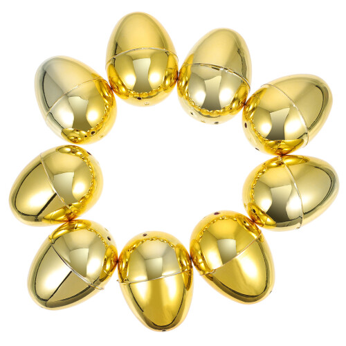 10Stk Kunststoff Ostereier Gold Glänzend Kinder Party 2