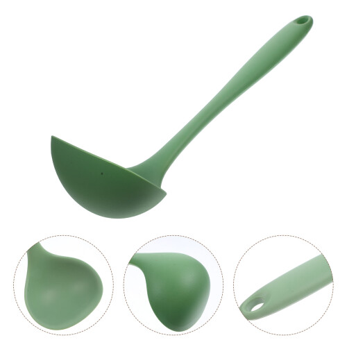 Green Silicone Ladle Spoon Safe Heat-Resistant Large Serving Tool 2