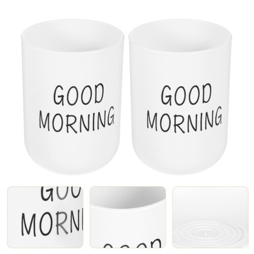 2Pcs White Reusable PP Bathroom Cups Toothbrush Holders Multi-Purpose 1