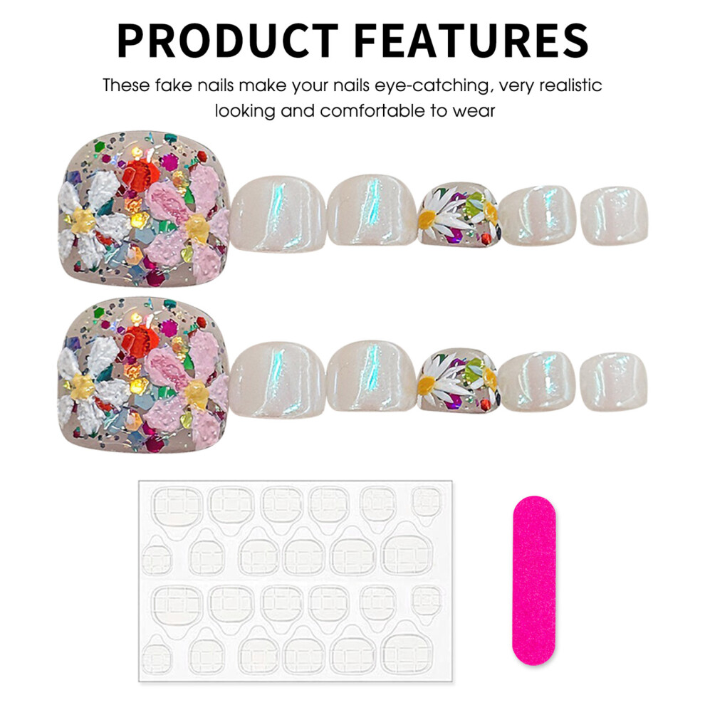 Dachuang Beauty (S) Daisy Printed Reusable False Nails - 50 Char