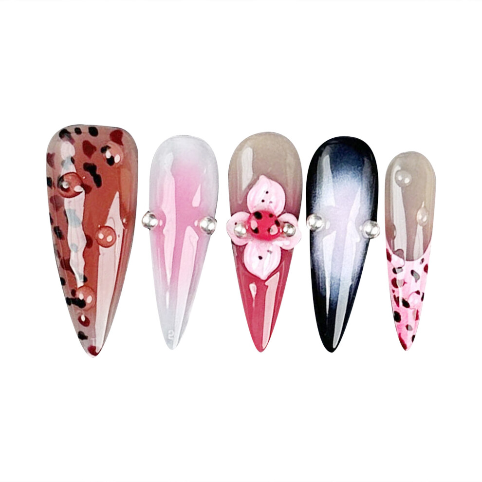 Bright-Home (L) Glossy Long Pointed Head Press On Nails Durable & Never Splitting Comfort Fake Nails For Manicure Lovers And Beauty Blog