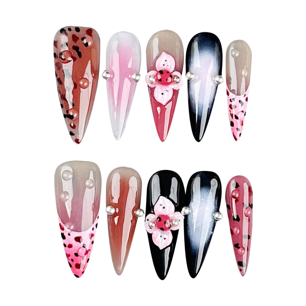 Bright-Home (M) Glossy Long Pointed Head Press On Nails Durable & Never Splitting Comfort Fake Nails For Manicure Lovers And Beauty Blog