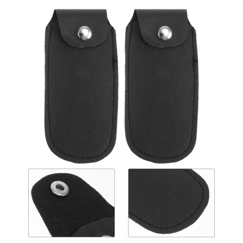 2Pcs Portable Leather Harmonica Storage Box Durable Black Holder 2