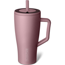 Copo térmico BrüMate Era de 30 oz com alça e canudo – à prova de vazamentos, aço inoxidável, compatível com porta-copos (rosa taupe)