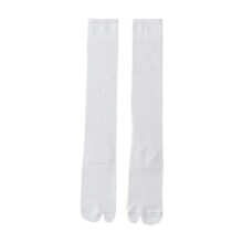 Sommer Tabi Split Toe Socks Pustende Forlengede Leggsokker for Dame Komfortable Hvite