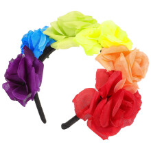 Diademas florales multicolores de tela para decoración y fiestas (1 unidad)