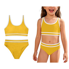 Costume da bagno per bambina, due pezzi, ad asciugatura rapida, per l'estate e la spiaggia, per bambine di 8-9 anni.