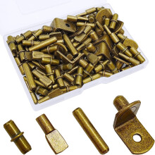 104 stk. hyldestiftsæt (4 typer, 5 mm og 1/4"), bronzefarvet, kompatibel med standard hyldesystemer